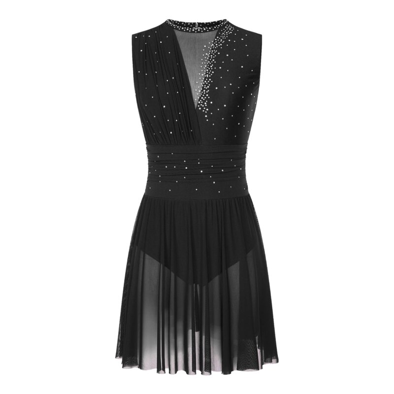 Robe de danse à paillettes, patinage artistique, respirante et confortable, justaucorps – Image 4