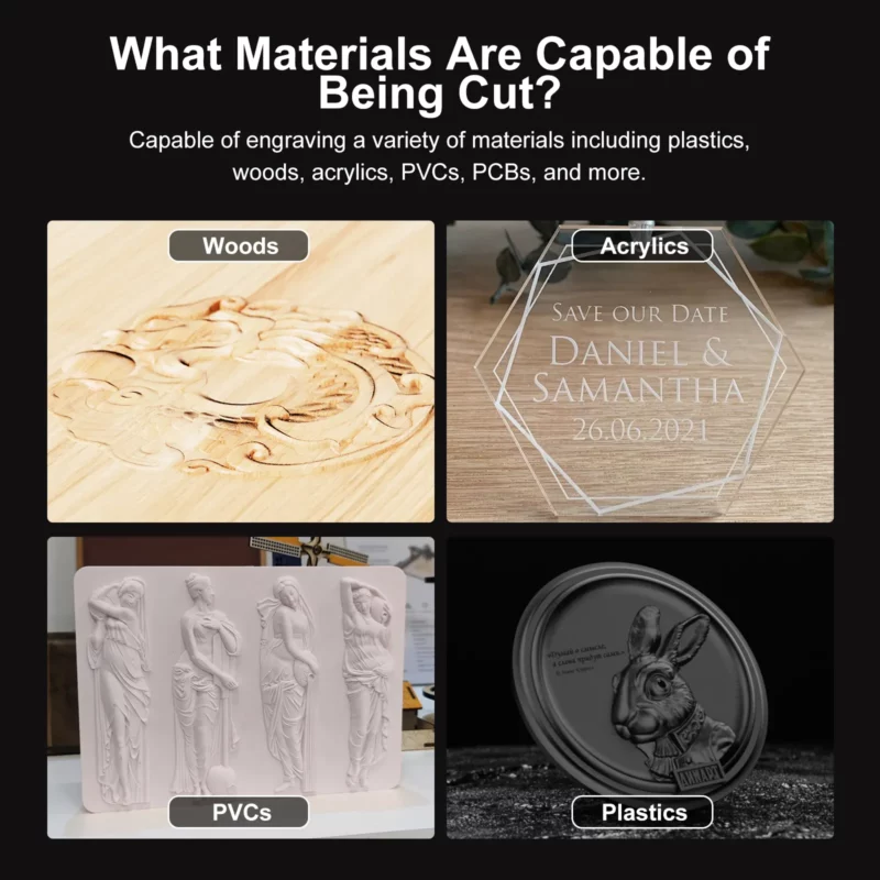 Fraiseuse CNC MINI 3018, machine de gravure et de découpe, 300x180x40mm, pour usage atelier ou domestique – Image 6