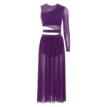 Robe de danse contemporaine, fente latérale, maille transparente, respirante et confortable – Image 5