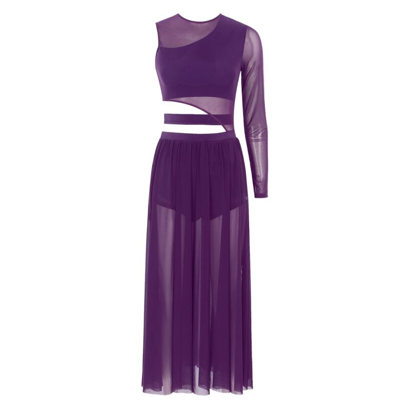181159-wozq9h.jpg Robe de danse contemporaine, fente latérale, maille transparente, respirante et confortable – Image 5