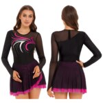 Costume de patinage artistique, à manches longues, strass, justaucorps, performance sur scène – Image 2