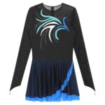 Costume de patinage artistique, à manches longues, strass, justaucorps, performance sur scène – Image 5