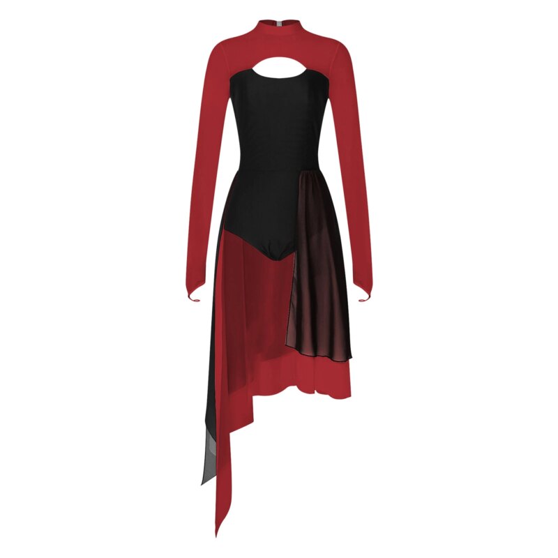 Costume de danse, patinage artistique, ballet, justaucorps, manches longues, mousseline – Image 8