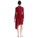 Costume de danse, patinage artistique, ourlet irrégulier, justaucorps, manches longues – Image 6