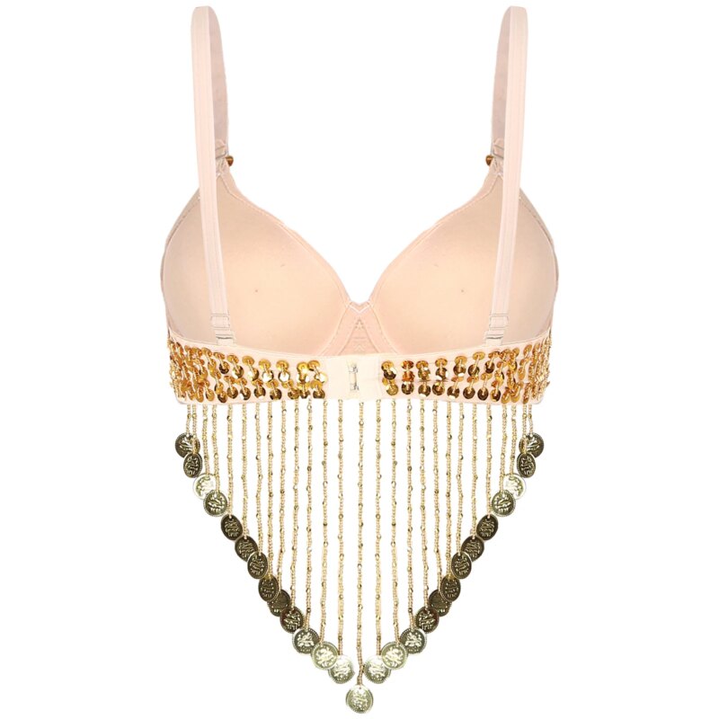 Soutien-gorge de danse orientale, latine, bretelles réglables, paillettes brillantes, costume de performance – Image 2