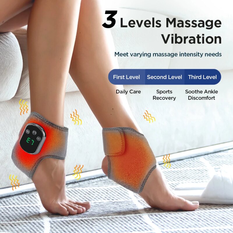 Appareils de massage pour les chevilles, avec coussin chauffant et vibration électrique, rechargeable – Image 2