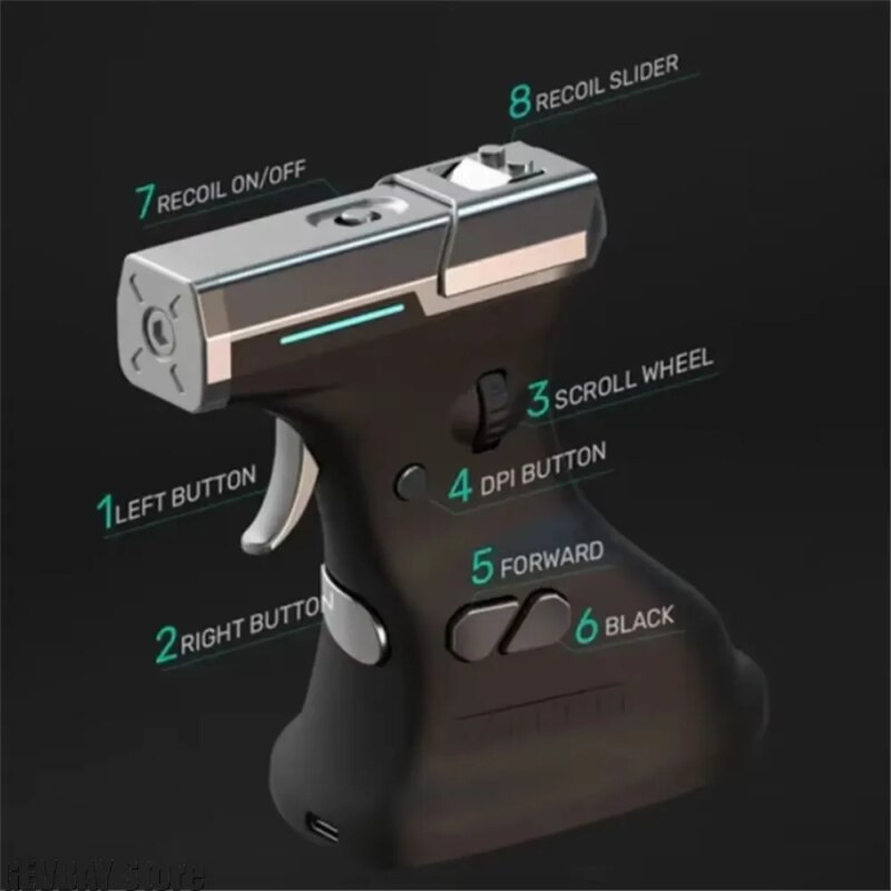 Souris verticale pour jeux de tir sans fil, RAGNOK ErgoStrike 7, à recul magnétique et réaliste intégrée – Image 3