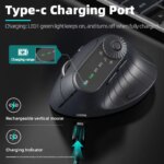 Souris verticale JOM001, sans fil 2,4 GHz, Bluetooth 5.1, ergonomique, rechargeable, 2400 DPI – Image 4