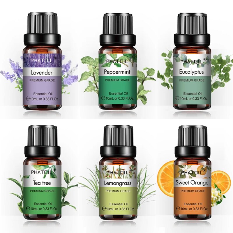 Ensemble de 6 huiles essentielles, sans additifs, aromathérapie, relaxation, rafraîchissant – Image 1