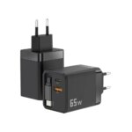 Chargeur rapide 65W avec câble rétractable USB Type-C, pour iOS, Android