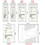 Alimentation à découpage étroite DIN Rail 10W 20W 40W 60W 100W, Entrée 100-240V AC, Sortie DC 5V 12V 15V 24V 48V, Boîtier aluminium, Haute efficacité – Image 6