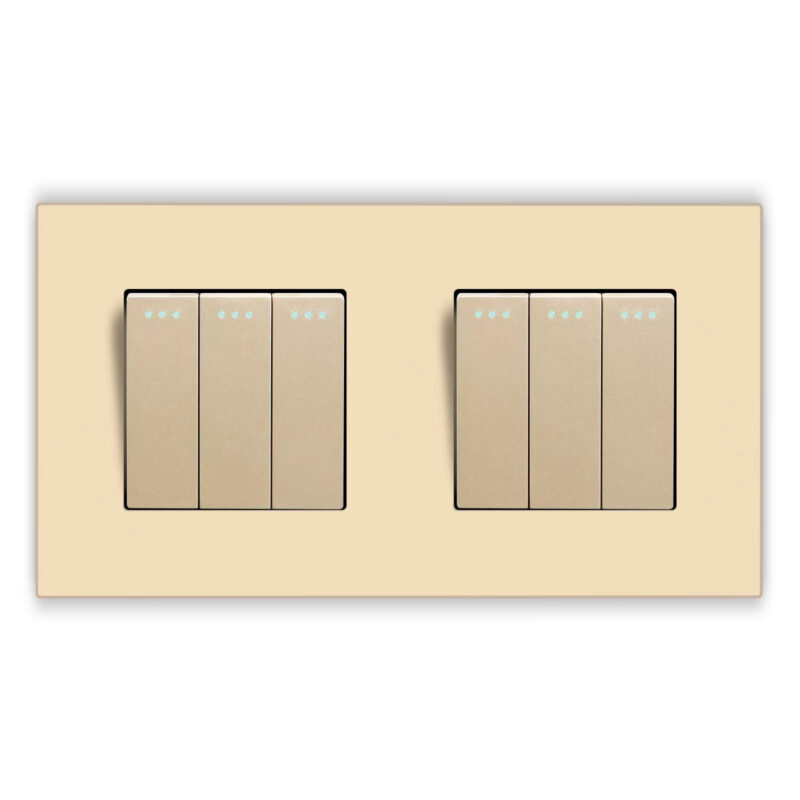 Interrupteur d’éclairage à bouton-poussoir en verre trempé, 10A, Or – Image 6