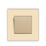 Interrupteur d’éclairage à bouton-poussoir en verre trempé, 10A, Or