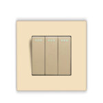 Interrupteur d’éclairage à bouton-poussoir en verre trempé, 10A, Or – Image 3