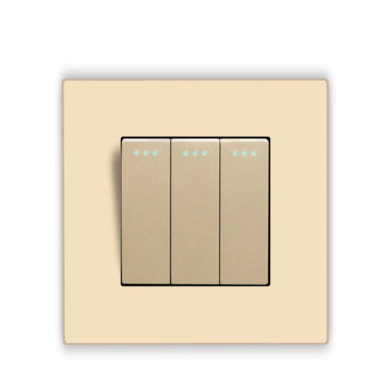 Interrupteur d’éclairage à bouton-poussoir en verre trempé, 10A, Or – Image 3