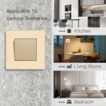 Interrupteur d’éclairage à bouton-poussoir en verre trempé, 10A, Or – Image 11