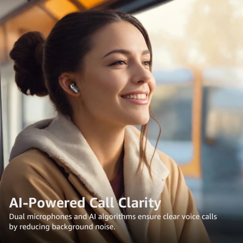Écouteurs intra-auriculaires sans fil Crystal Pods, Bluetooth 5.4, Micro ENC AI, ANC, appels clairs avec étui transparent – Image 6