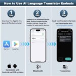 Écouteurs intra-auriculaires avec traducteurs intelligents IA, 144 langues & accents,  60 heures d'autonomie – Image 6
