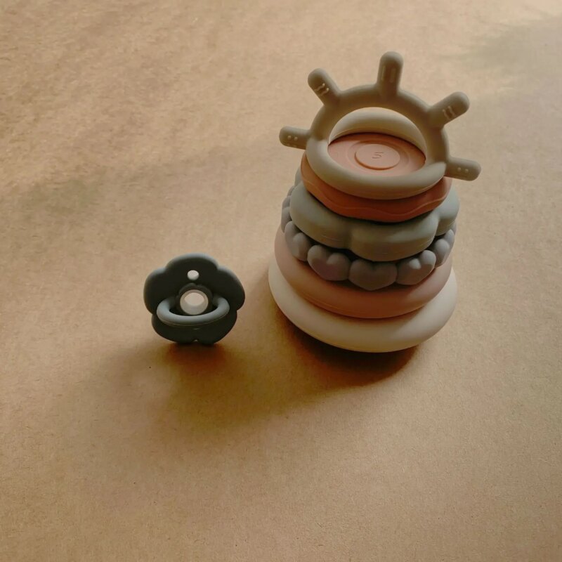 Tour d'empilage Arc-en-Ciel en Silicone, Jouet d’Éveil pour Bébé – Image 6