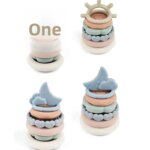 Tour d'empilage Arc-en-Ciel en Silicone, Jouet d’Éveil pour Bébé – Image 5