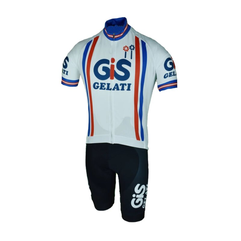 Ensemble Maillot Cyclisme Rétro, Cuissard à Bretelles avec Coussin 9D, Style Équipe Classique – Image 10