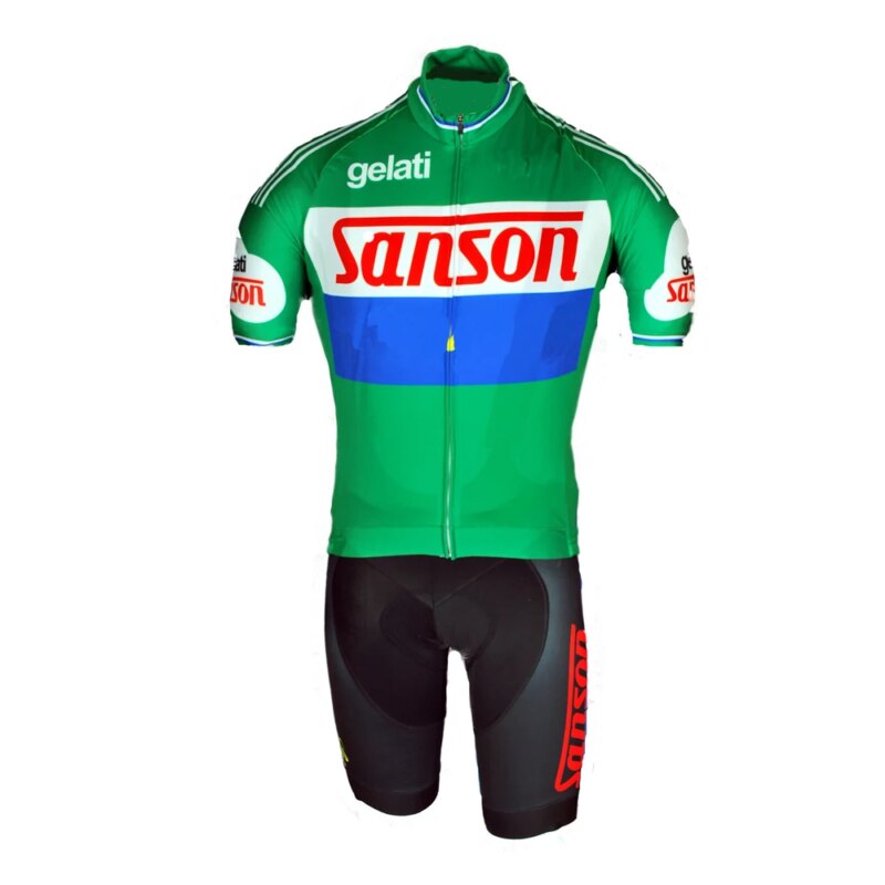 Ensemble Maillot Cyclisme Rétro, Cuissard à Bretelles avec Coussin 9D, Style Équipe Classique – Image 5