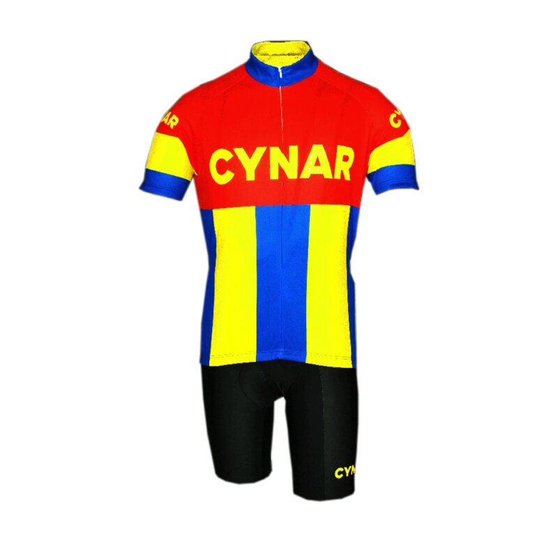 Ensemble Maillot Cyclisme Rétro, Cuissard à Bretelles avec Coussin 9D, Style Équipe Classique – Image 9