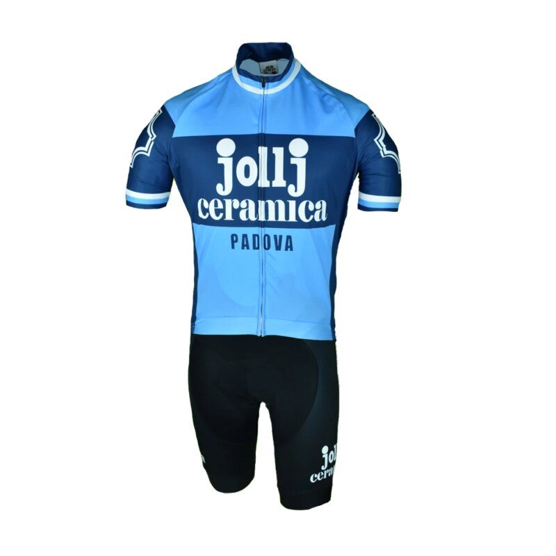 Ensemble Maillot Cyclisme Rétro, Cuissard à Bretelles avec Coussin 9D, Style Équipe Classique – Image 12