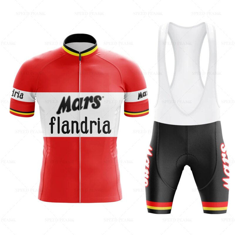 Ensemble Maillot de cyclisme rétro Mars Flandria, cuissard à bretelles avec coussin 9D – Image 1
