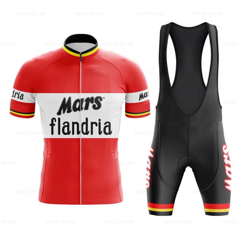 Ensemble Maillot de cyclisme rétro Mars Flandria, cuissard à bretelles avec coussin 9D – Image 5