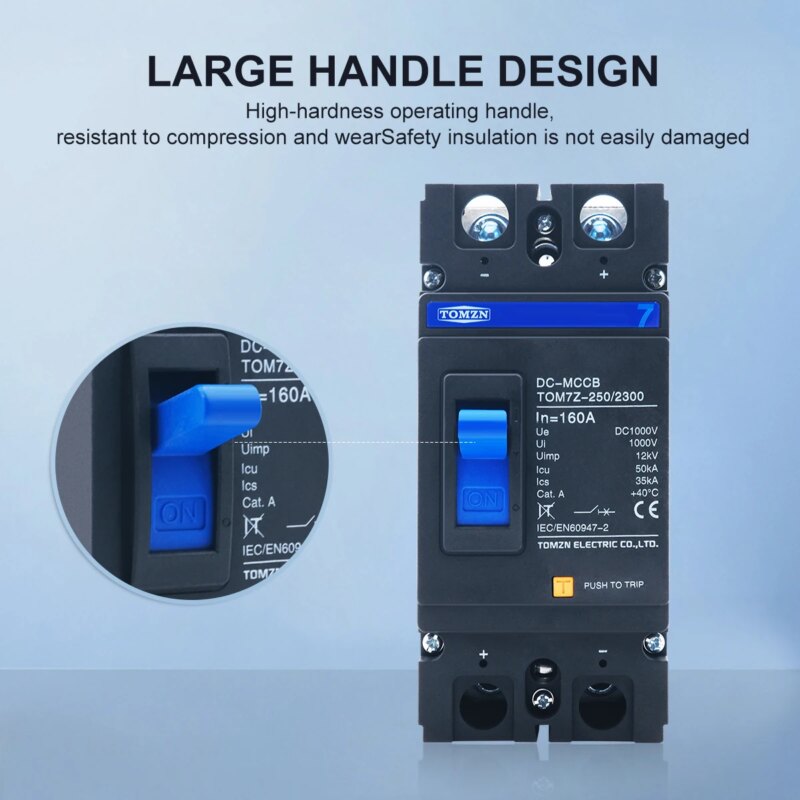 Disjoncteur MCCB courant continu 125A/160A 1000V, boîtier moulé, protection contre surcharge et court-circuit – Image 6