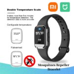 Bracelet anti-moustiques ultrasonique 3-en-1, répulsif, thermomètre et horloge, rechargeable et étanche, pour extérieur et sport – Image 6