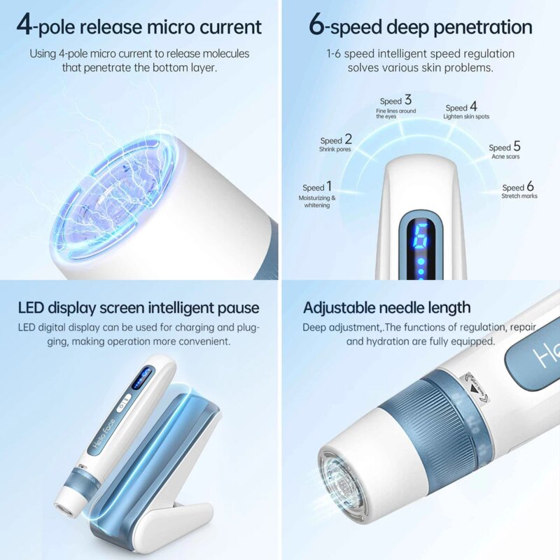 Stylo Derma Hello Face H5, Professionnel 2-en-1 avec micro-aiguilles automatiques & EMS – Image 3