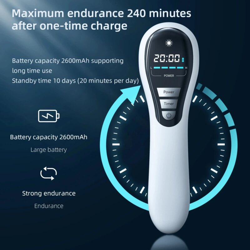 Appareil de thérapie laser rouge & infrarouge LD172, Soulagement douleur 650nm/808nm, Portable, Rechargeable, 17 LEDs – Image 5