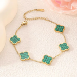 Lot de 4 bracelets trèfle à quatre feuilles en acier inoxydable doré, chaîne à maillons réglable 16cm – Image 4