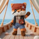 Peluche renard pirate 30 cm, coton PP doux – Image 4
