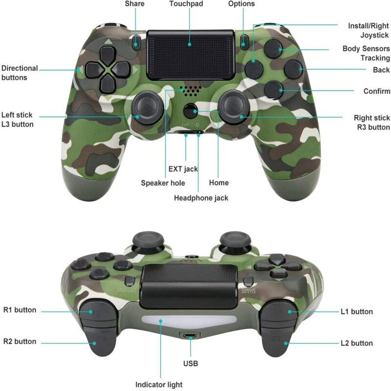 185407-lr8cd9.jpg Manette sans fil Bluetooth, Compatible PS4 / PC / Android, Pavé tactile, LED & gâchettes précises – Image 6
