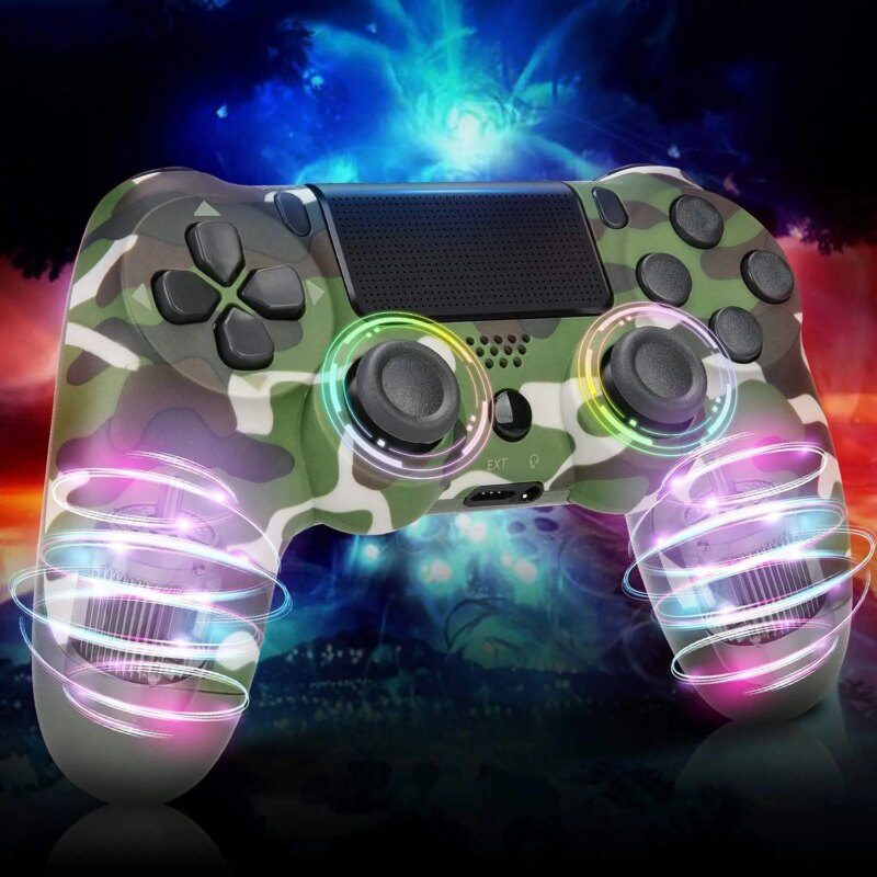 185407-v2xsoy.jpg Manette sans fil Bluetooth, Compatible PS4 / PC / Android, Pavé tactile, LED & gâchettes précises – Image 4
