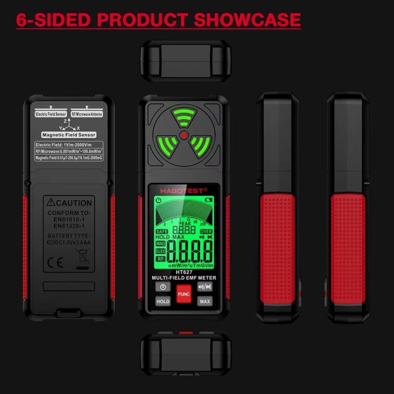 Détecteur EMF HT627, Mesure champs électromagnétiques, électriques et RF – Image 5
