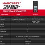 Luxmètre numérique HT603 3-en-1 avec écran LCD, mesure de la lumière, température et humidité – Image 4