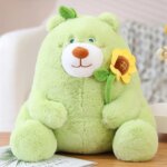 Peluche ourson avec fleur, cadeau doux et décoratif, doux coussin câlin, 25 cm – Image 3
