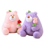 Peluche ourson avec fleur, cadeau doux et décoratif, doux coussin câlin, 25 cm