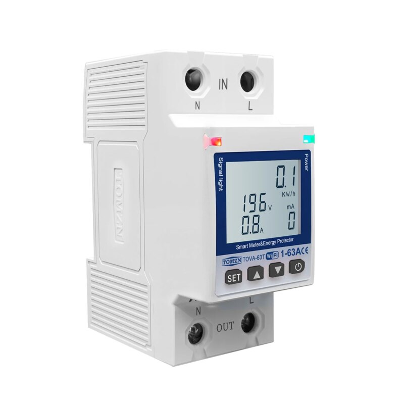 Disjoncteur intelligent TOVA-63T WiFi, 110-220 V 63A, Smartlife TUYA avec compteur d’énergie, protection surtension/sous-tension, fuite et surintensité