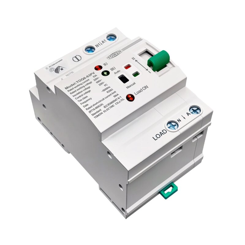 Commutateur automatique TOQ6-63PV, 2P 63A 220V, double puissance pour système photovoltaïque et onduleur – Image 3
