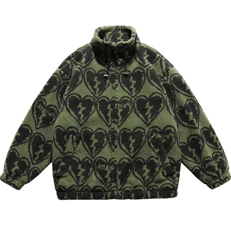 Parka sherpa en laine d’agneau synthétique, style streetwear Harajuku, chaude, oversize, col montant, fermeture éclair