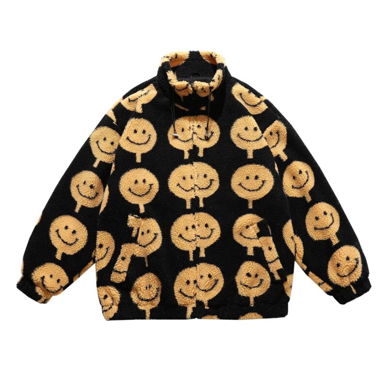 Parka sherpa en laine d’agneau synthétique, style streetwear Harajuku, chaude, oversize, col montant, fermeture éclair – Image 8