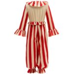 Costume de Clown de Cirque pour enfant, rayures rouge & blanc, Halloween, Spectacle, déguisement unisexe – Image 2