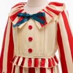 Costume de Clown de Cirque pour enfant, rayures rouge & blanc, Halloween, Spectacle, déguisement unisexe – Image 4