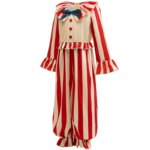 Costume de Clown de Cirque pour enfant, rayures rouge & blanc, Halloween, Spectacle, déguisement unisexe – Image 3