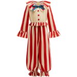 Costume de Clown de Cirque pour enfant, rayures rouge & blanc, Halloween, Spectacle, déguisement unisexe